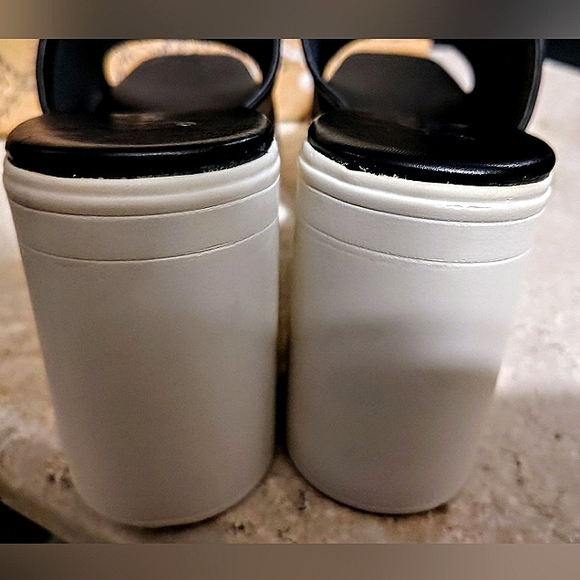 Free People Zoe Platform Leather Slide Sandal Size 9 Black & White - Picture 3 of 9